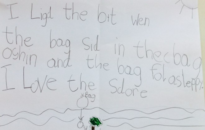 I liked the bit when the bug sat in the .. ocean and the bug fell asleep. I love the story